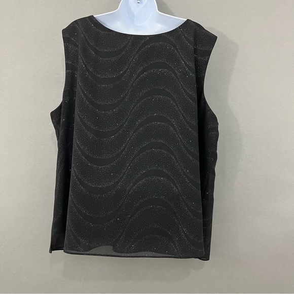 Dress Barn Black Swirk Sequin Sleeveless Lined Blouse NWOT - Picture 7 of 12